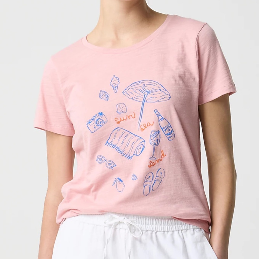 J. Crew Pink Graphic Short Sleeve Tee